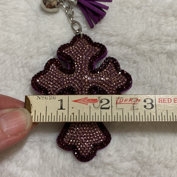 Rhinestone crystal cross keychain NEW purple - Picture 10 of 15